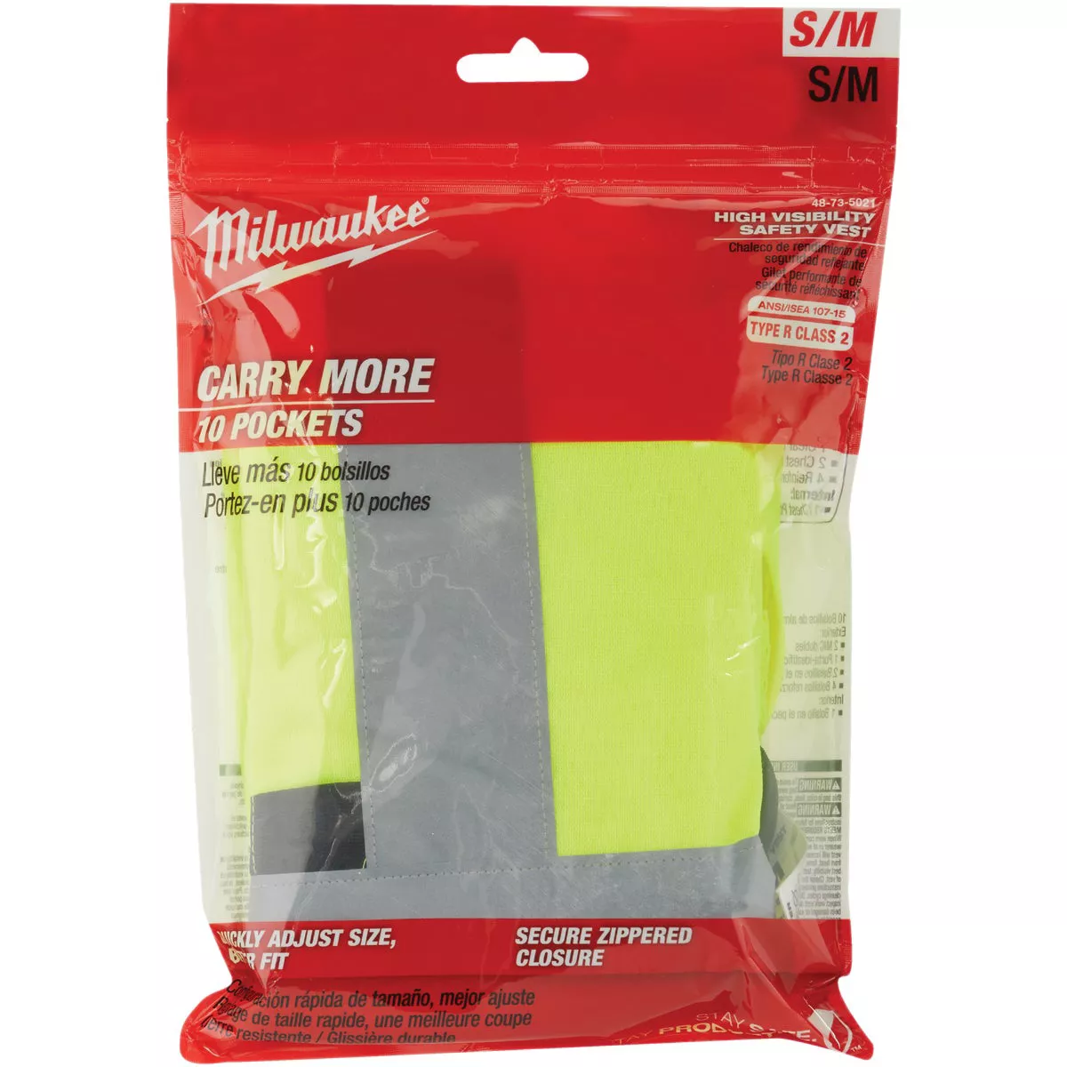 Milwaukee ANSI Class 2 Hi Vis Yellow Safety Vest, Small/Medium - photo 2
