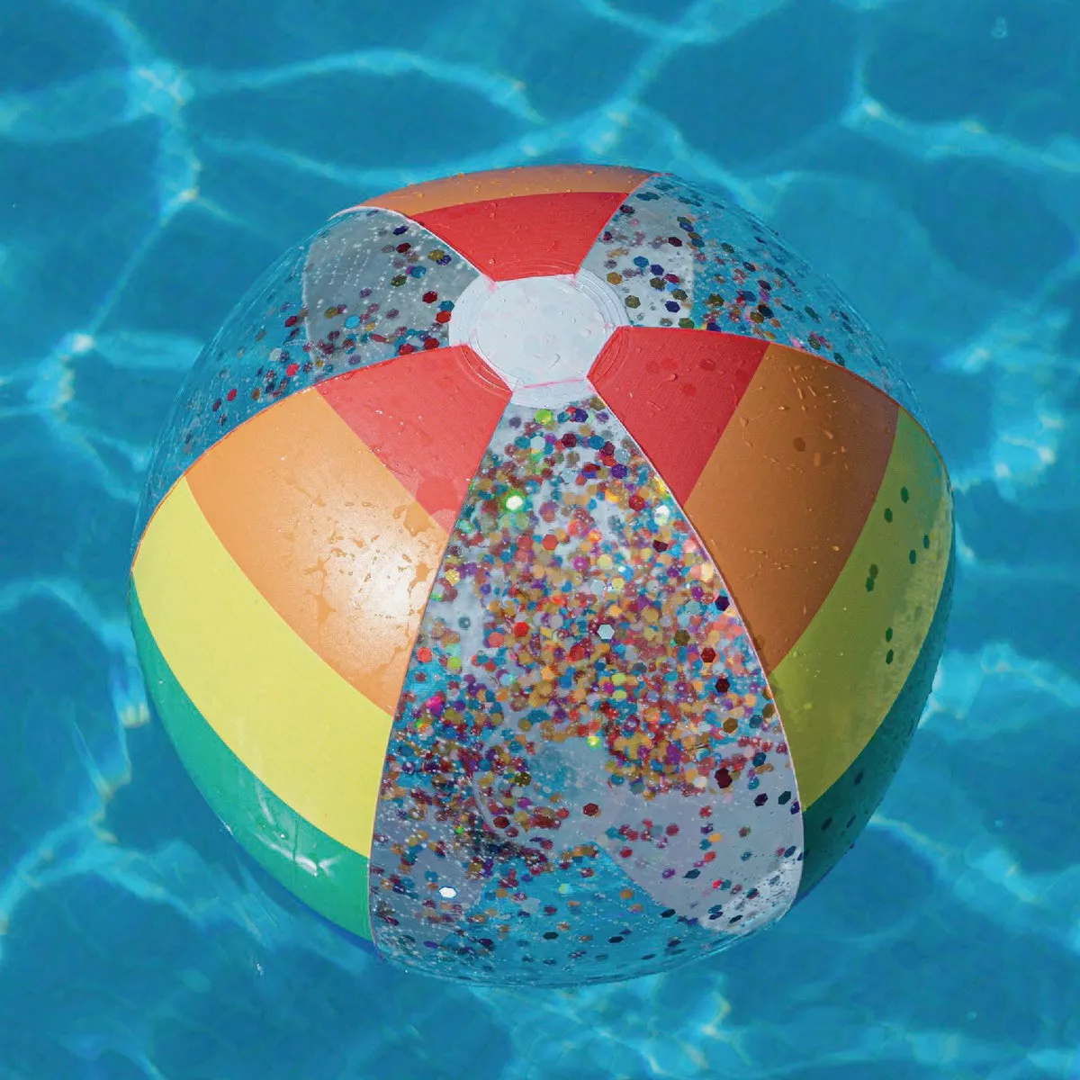PoolCandy Classic Rainbow Glitter Jumbo 13.75 In. Beach Ball - photo 3