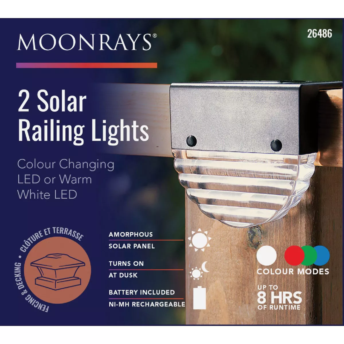 Moonrays 3.54 In. L. Black LED Solar Railing Light (2-Pack) - photo 2
