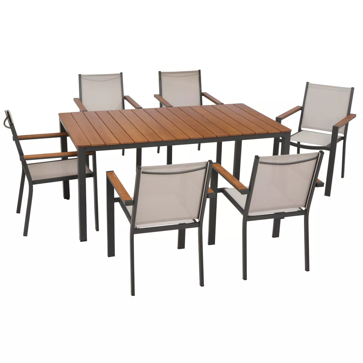 Outdoor Expressions Beige Grove 7-Piece Bamboo Top Patio Dining Set