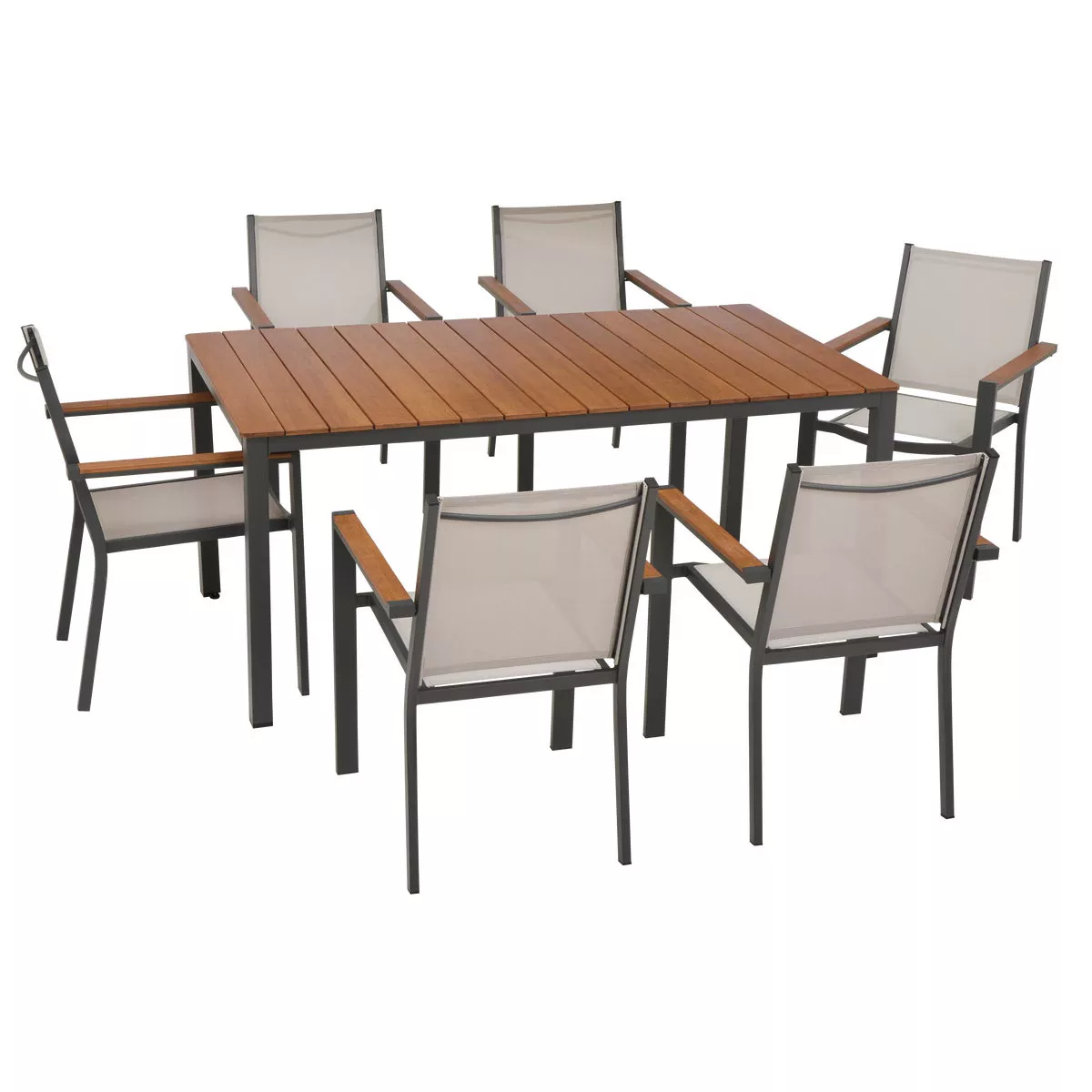 Outdoor Expressions Beige Grove 7-Piece Bamboo Top Patio Dining Set - photo 6