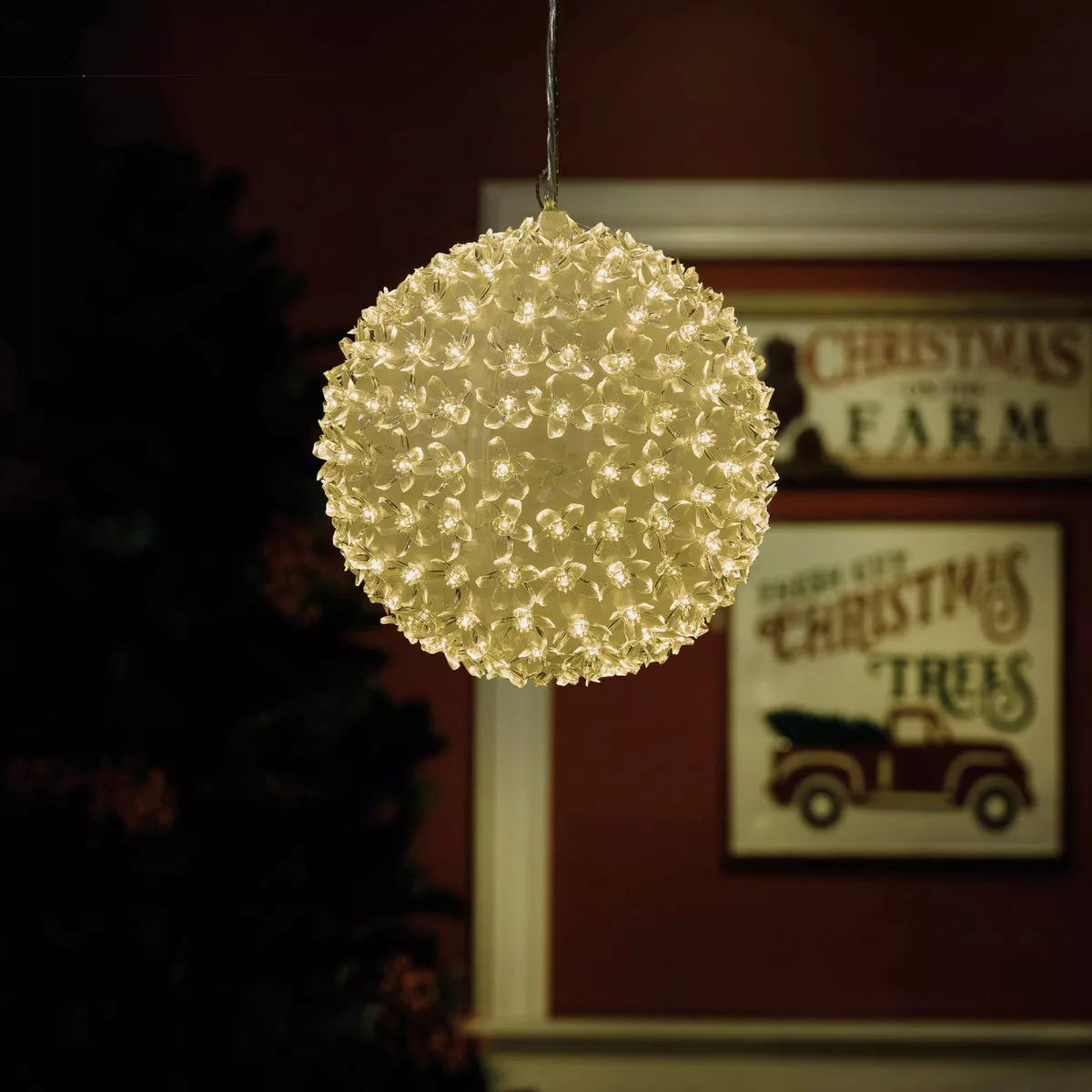 Alpine 8 In. Warm White & Cool White LED Sphere Christmas Ornament - photo 4