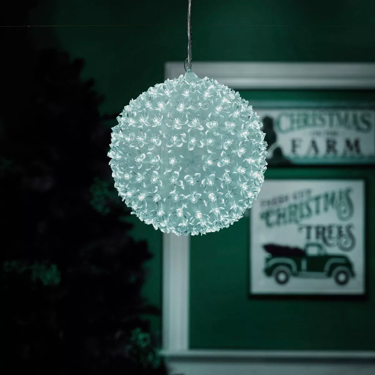 Alpine 8 In. Warm White & Cool White LED Sphere Christmas Ornament - photo 2