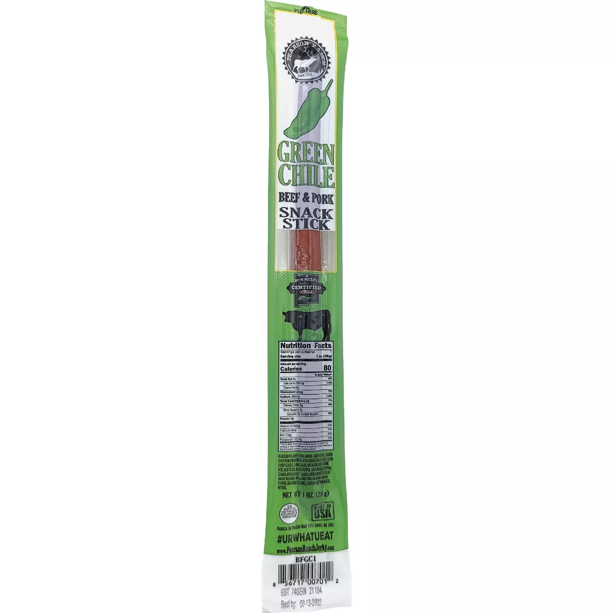 Pearson Ranch Jerky Green Chile Beef & Pork Snack Stick - photo 2