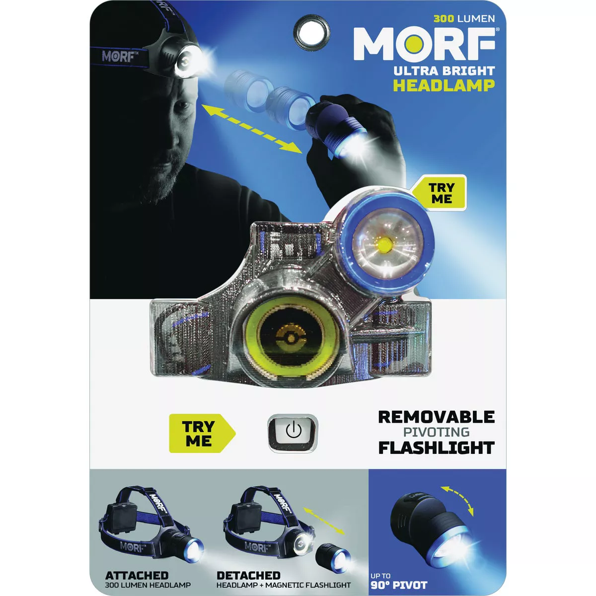 Police Security MORF 300 Lm. LED 4AA 3-In-1 Removable Pivoting Headlamp - photo 2