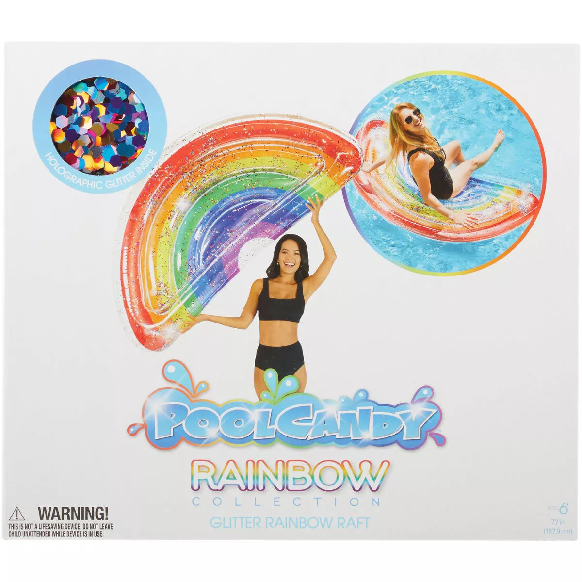 PoolCandy Ride-On 72 In. Classic Rainbow Giant Half Island Inflatable Pool Float - photo 3