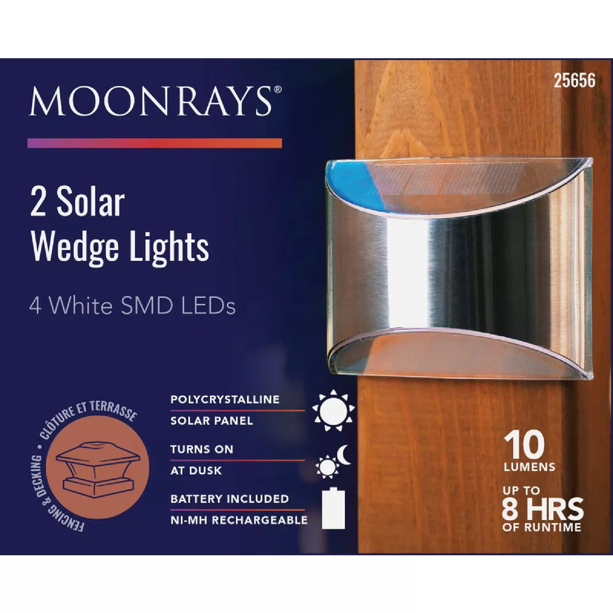 Moonrays 3.94 In. L. Stainless Steel SMD LED Solar Wedge Light (2-Pack) - photo 2