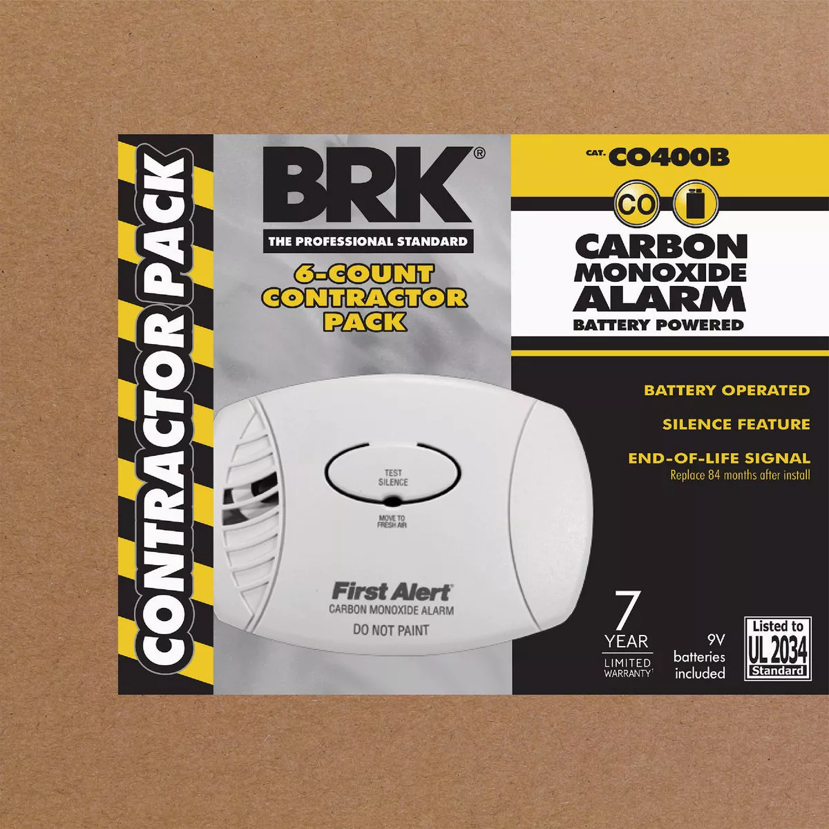 First Alert CO400 Battery Operated 9V Electrochemical Carbon Monoxide Alarm (6-Pack)