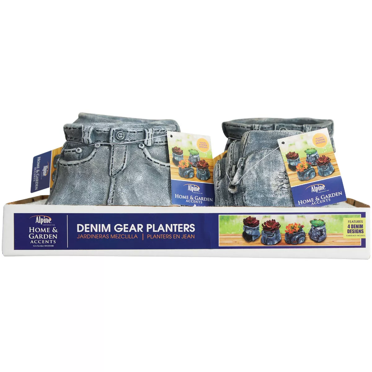 Alpine 5.75 In. W. x 4.50 In. H. x 6.69 In. L. Polyresin Denim Gear Mini Planter - photo 2