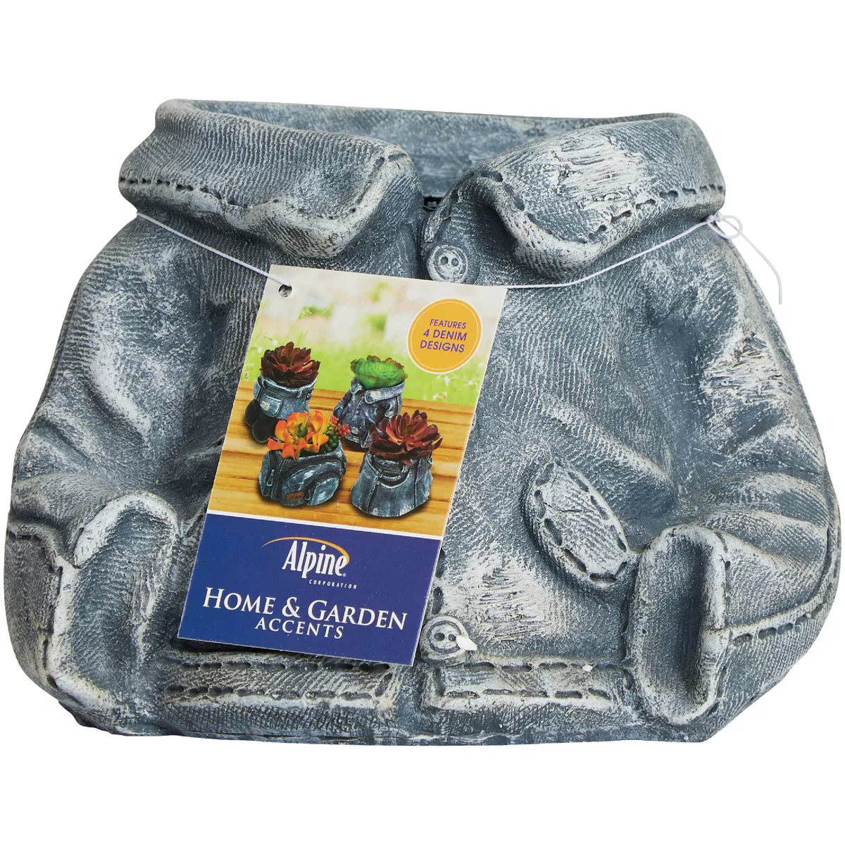 Alpine 5.75 In. W. x 4.50 In. H. x 6.69 In. L. Polyresin Denim Gear Mini Planter - photo 7