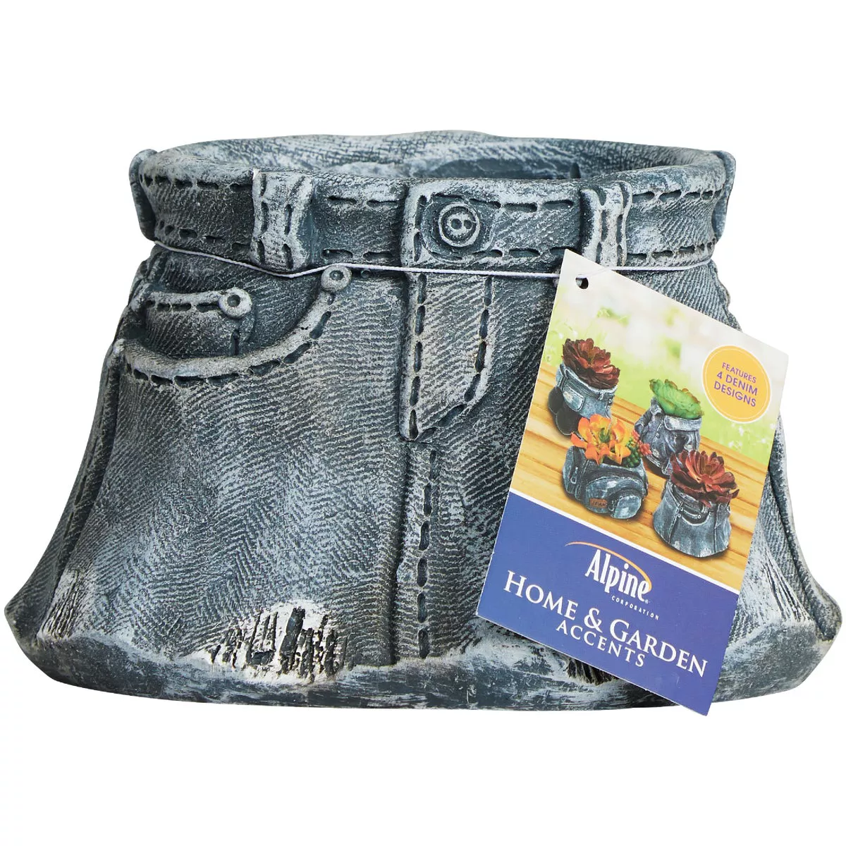 Alpine 5.75 In. W. x 4.50 In. H. x 6.69 In. L. Polyresin Denim Gear Mini Planter - photo 8