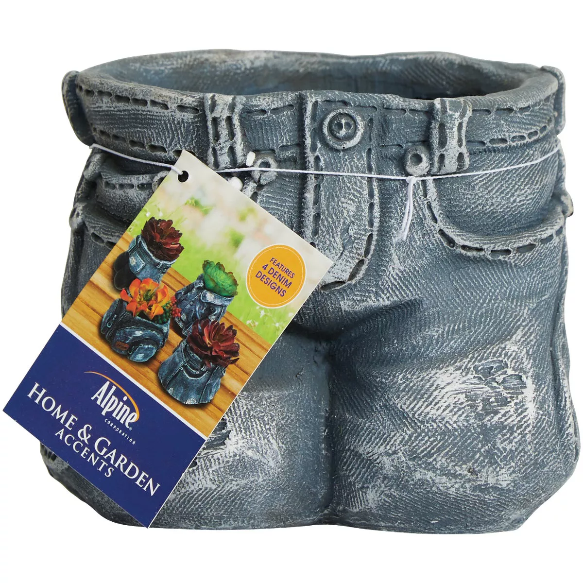 Alpine 5.75 In. W. x 4.50 In. H. x 6.69 In. L. Polyresin Denim Gear Mini Planter - photo 9
