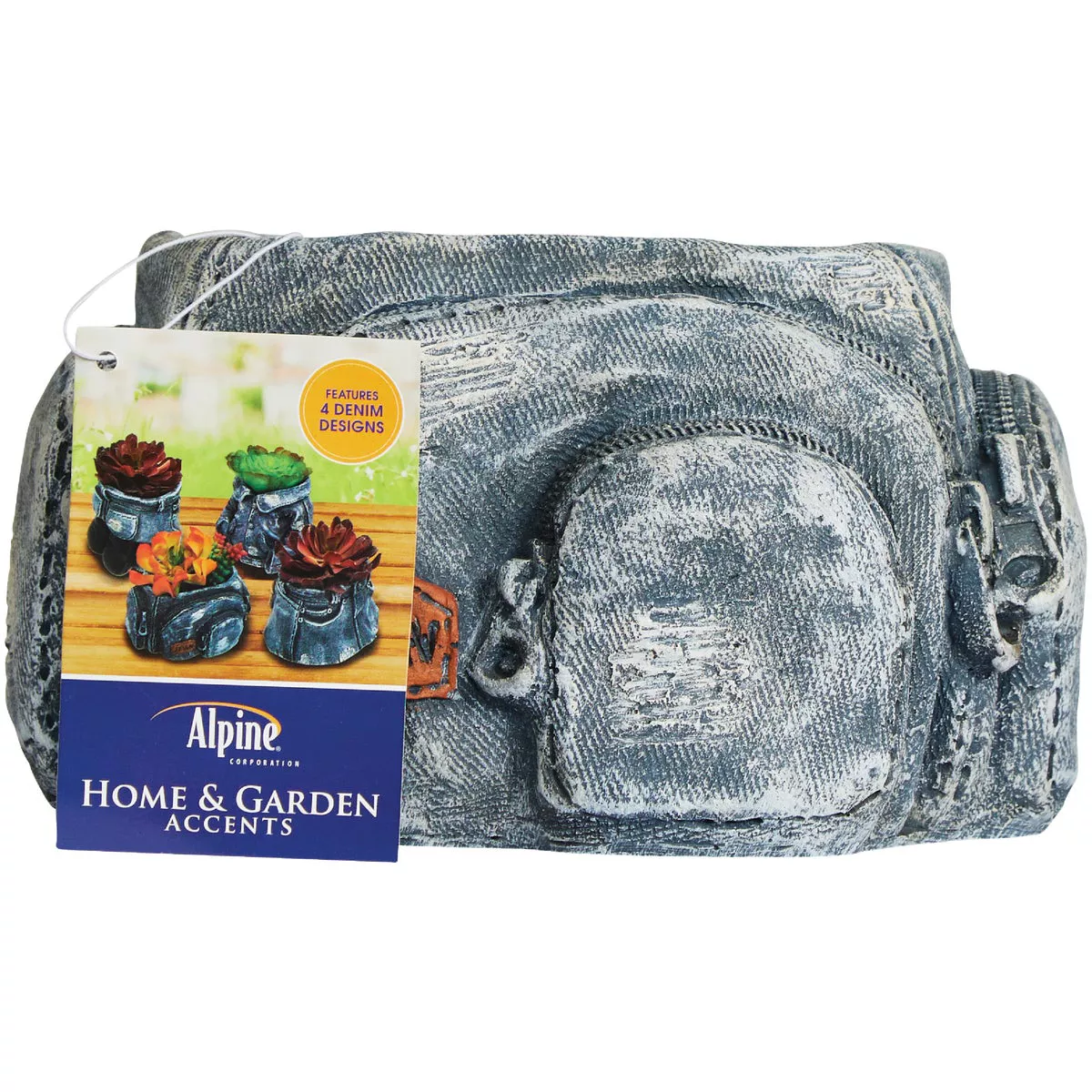 Alpine 5.75 In. W. x 4.50 In. H. x 6.69 In. L. Polyresin Denim Gear Mini Planter - photo 10