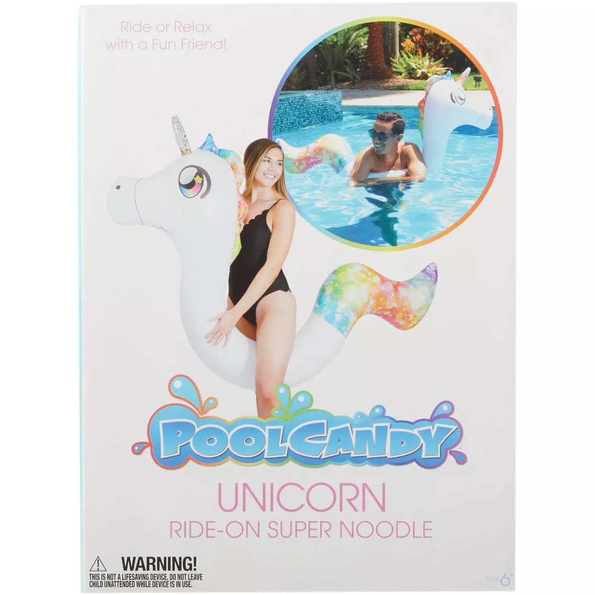 PoolCandy 72 In. Unicorn Ride-On Inflatable Noodle Water Toy - photo 2