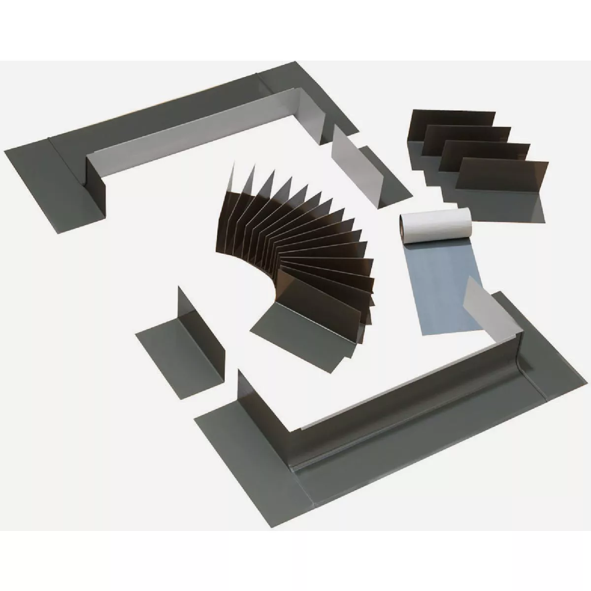 Velux 4622 & 4646 Skylight Gray Shingle Roof Aluminum Curb Mount Flashing Kit with Underlayment