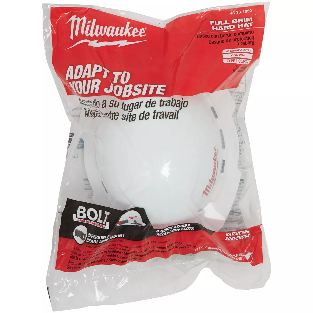 Milwaukee White Full Brim Ratcheting Type 1 Class E Hard Hat - photo 2