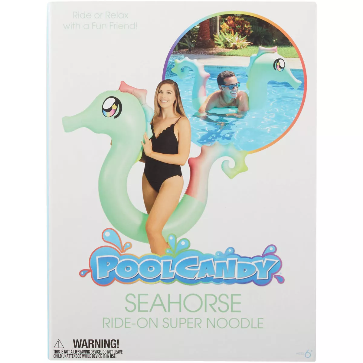 PoolCandy 72 In. Seahorse Ride-On Inflatable Noodle Water Toy - photo 2