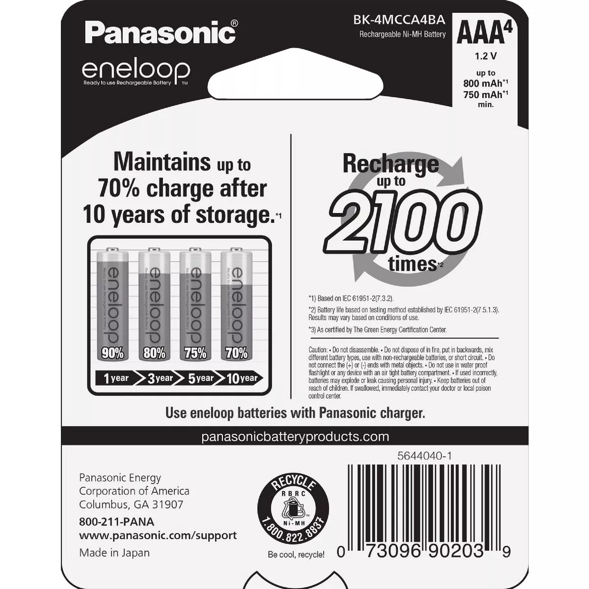 Panasonic Eneloop AAA Ni-MH Pre-Charged Rechargeable Solar Batteries (4-Pack) - photo 2