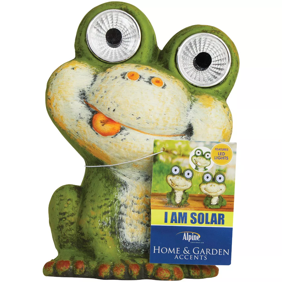 Alpine 7 In. Solar Green Frog Statue with LED Eyes - photo 2