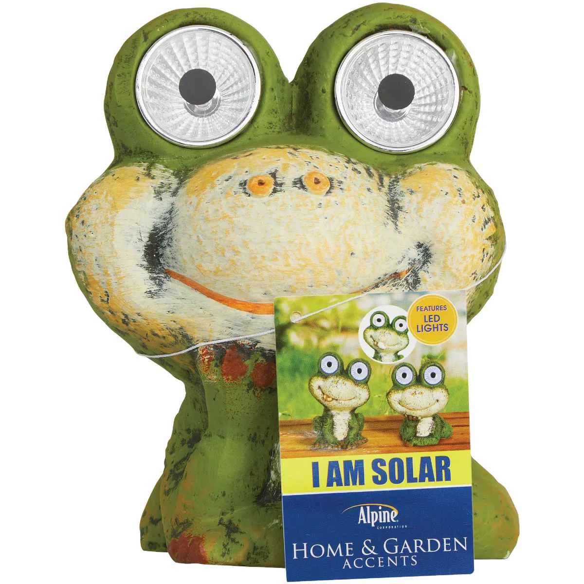 Alpine 7 In. Solar Green Frog Statue with LED Eyes - photo 5