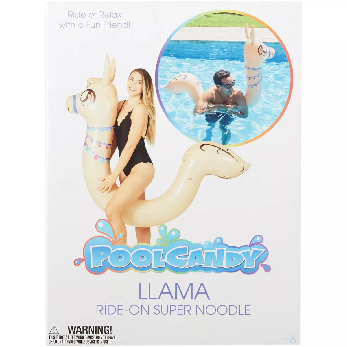 PoolCandy 72 In. Llama Ride-On Pool Inflatable Noodle Water Toy - photo 3