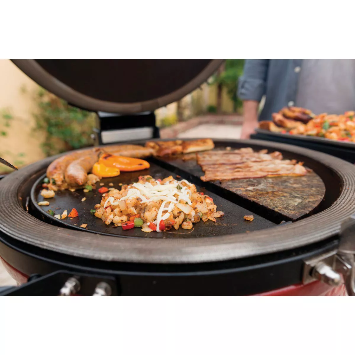 Kamado Joe Big Joe 12 In. W. x 24 In. L. Half Moon Cast Iron Reversible Griddle - photo 3
