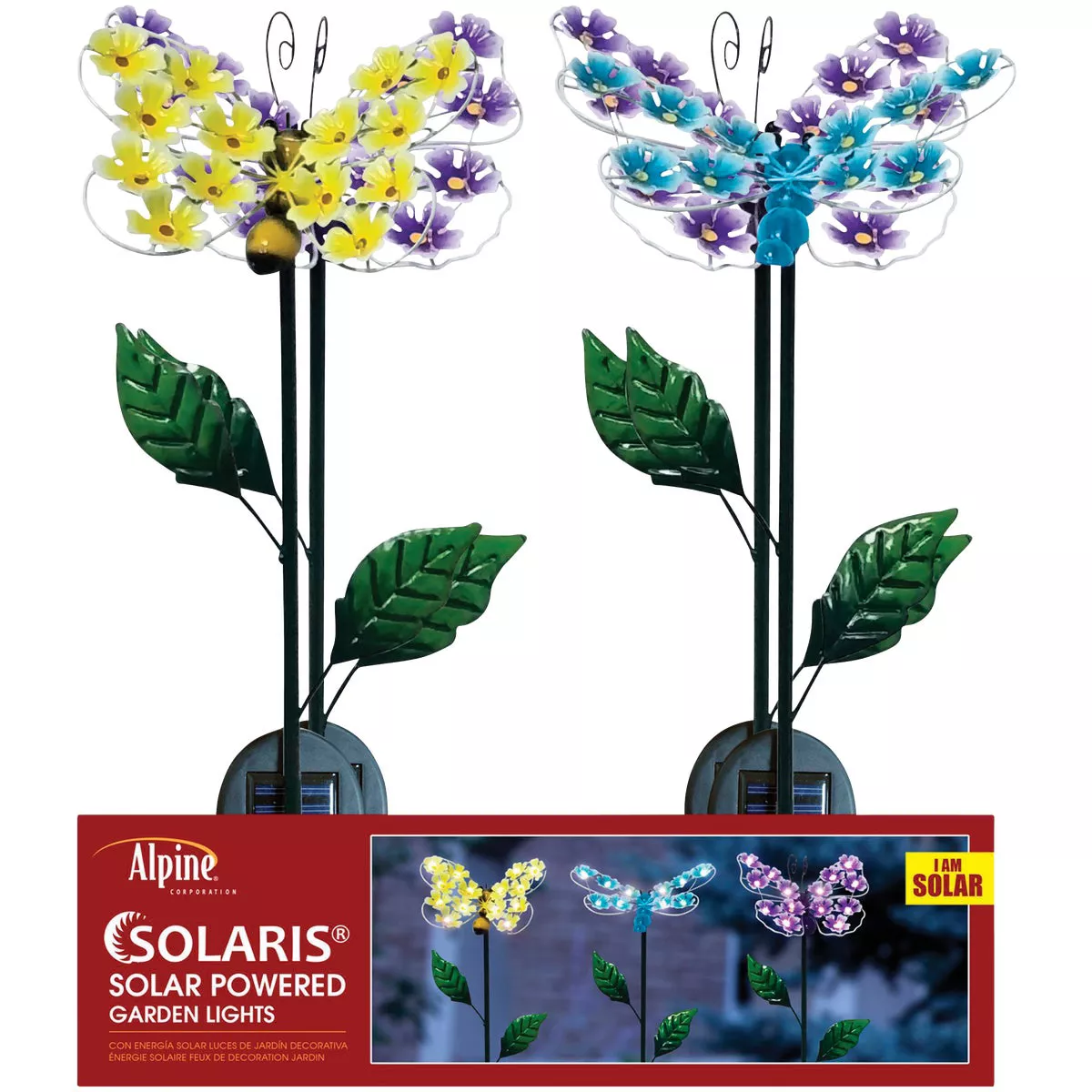 Alpine Metal 33 In. H. Insect with Hydrangea Wings Solar Stake Light - photo 2