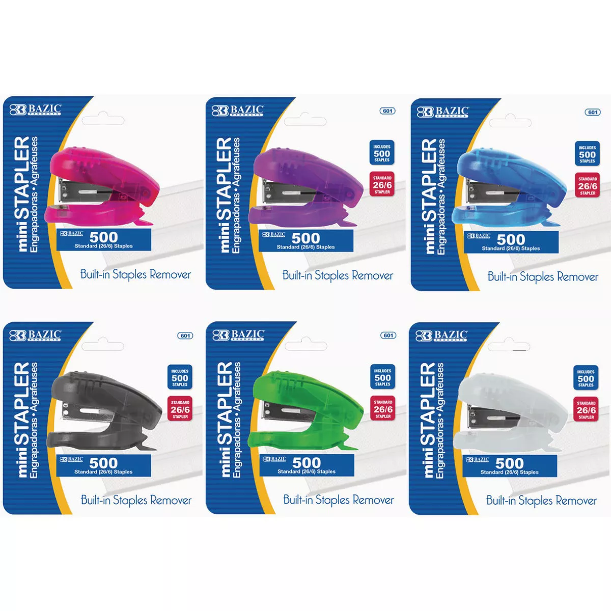 Bazic Products 26/6 Staple 12-Sheet Capacity Mini Desk Stapler