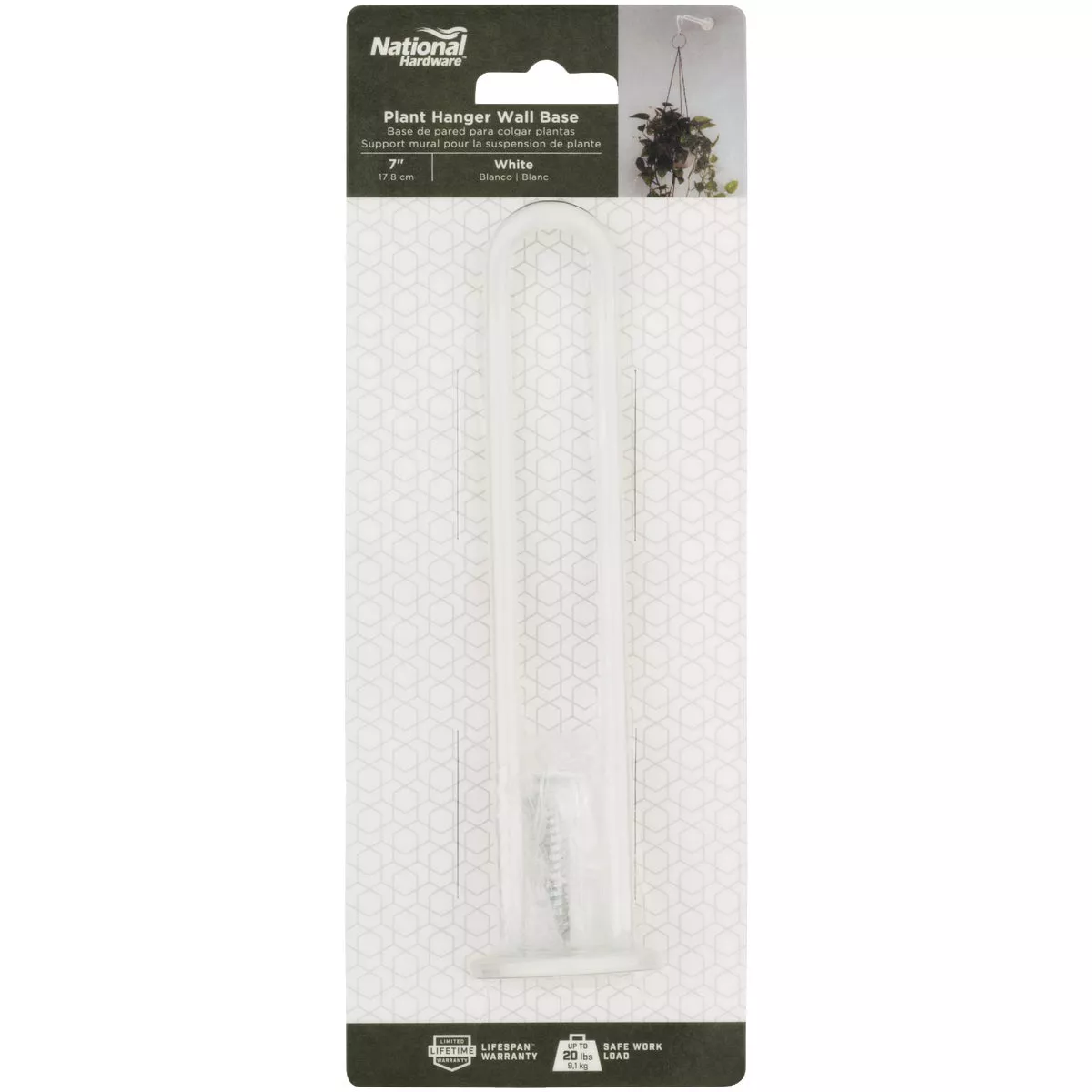 National Hardware 7 In. White Steel Wall Base Plant Hanger - photo 2