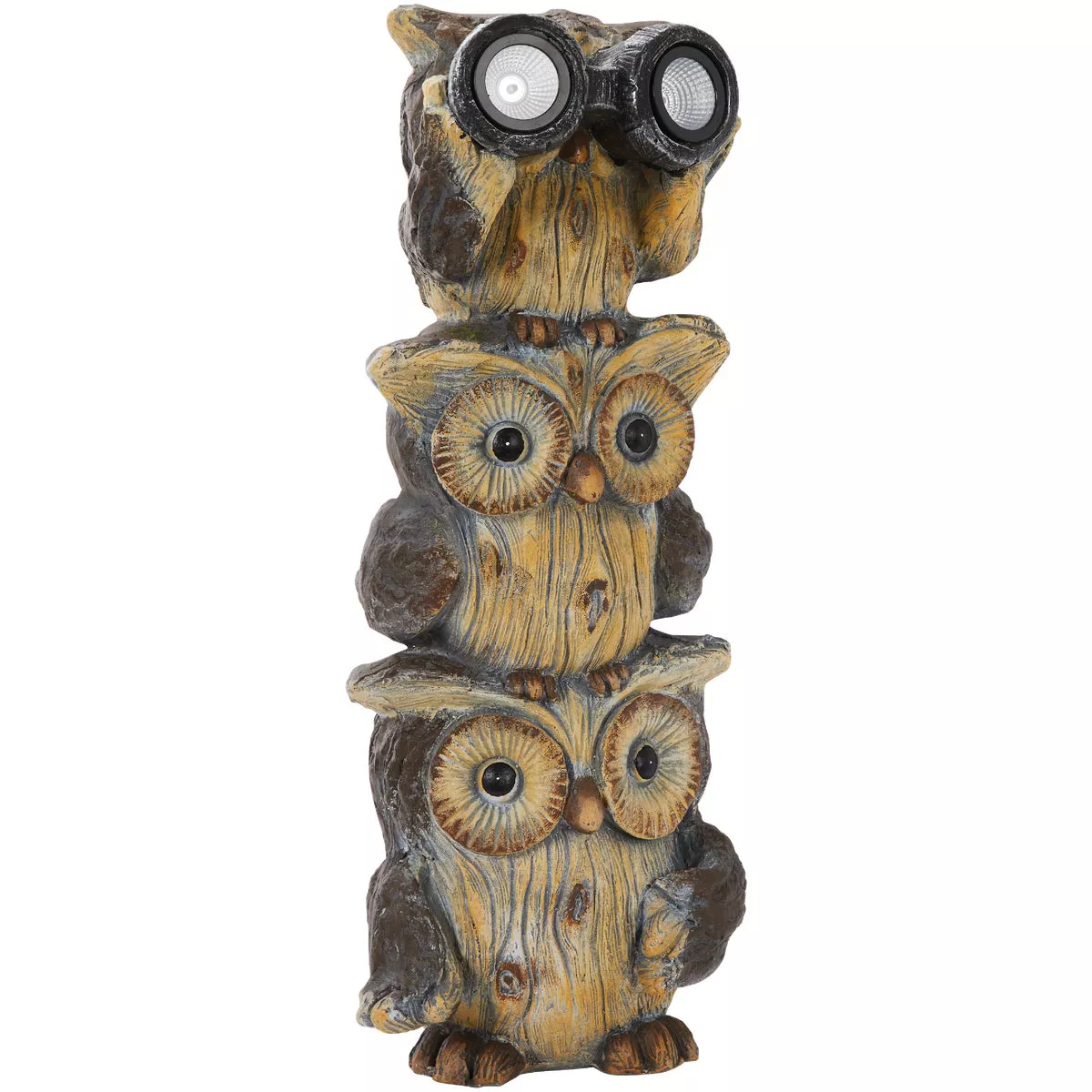 Alpine 25 In. H. Solar 3-Owl Statue with LED Binoculars