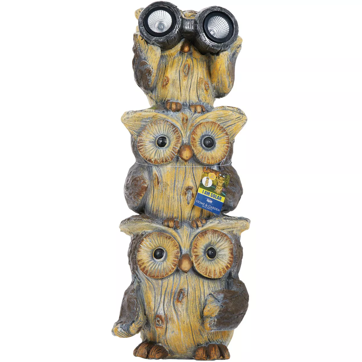 Alpine 25 In. H. Solar 3-Owl Statue with LED Binoculars - photo 2
