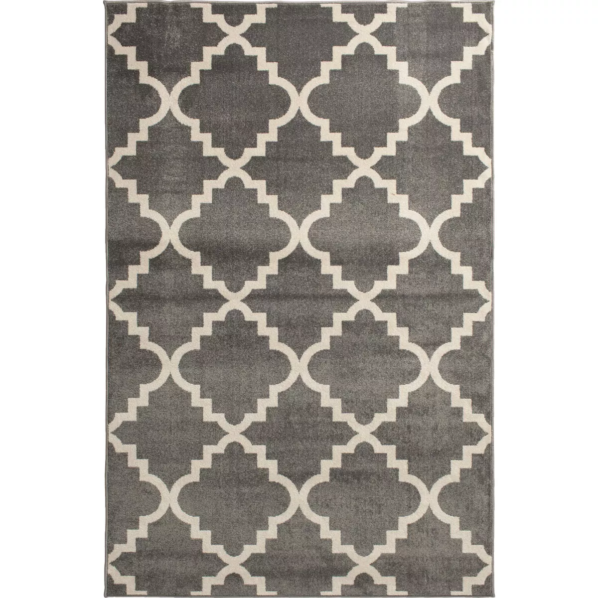 Backyard Bungalow 6 Ft. 6 In. x 9 Ft. 6 In. Canterbury Stone/Ivory Lattice Plush Outdoor Rug