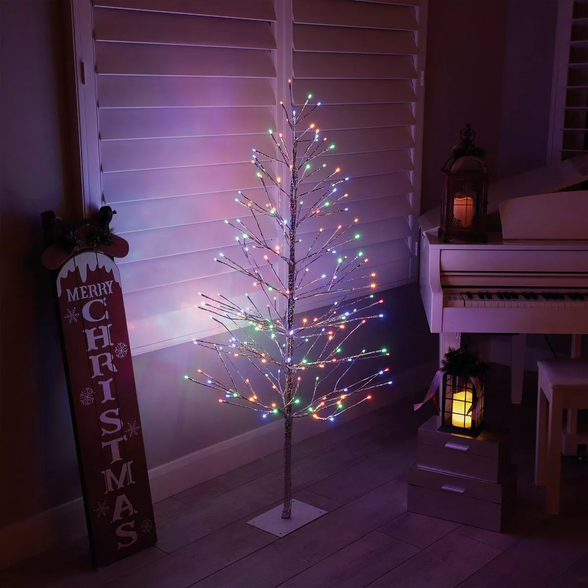 Alpine 60 In. Silver Christmas Tree with Multi-Colored LED Lights - photo 3