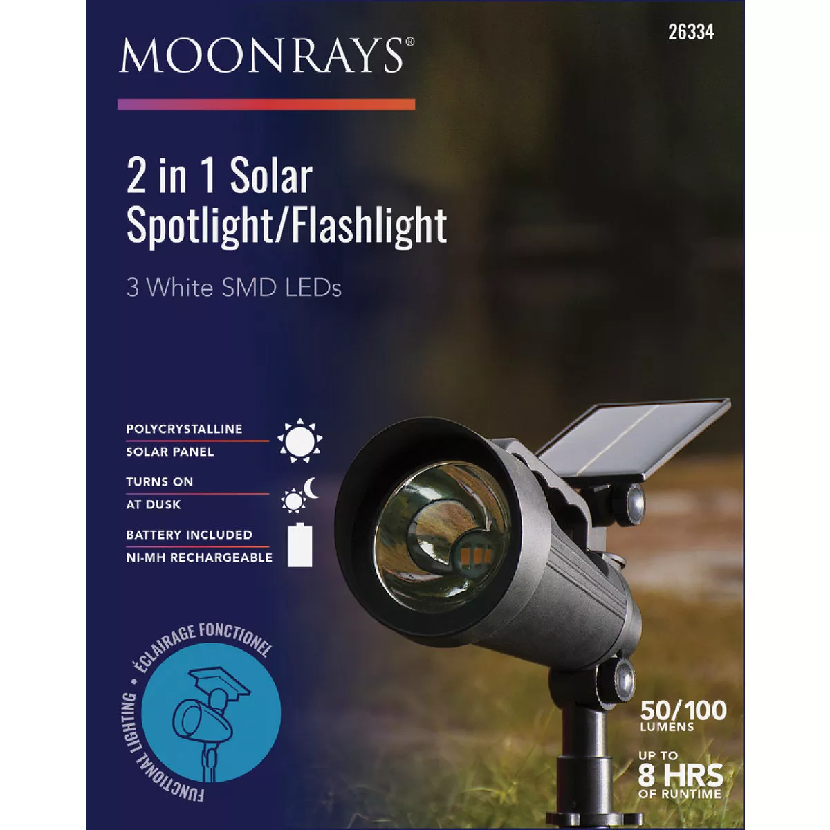 Moonrays Black SMD LED 2-In-1 Solar Spotlight/Flashlight - photo 2
