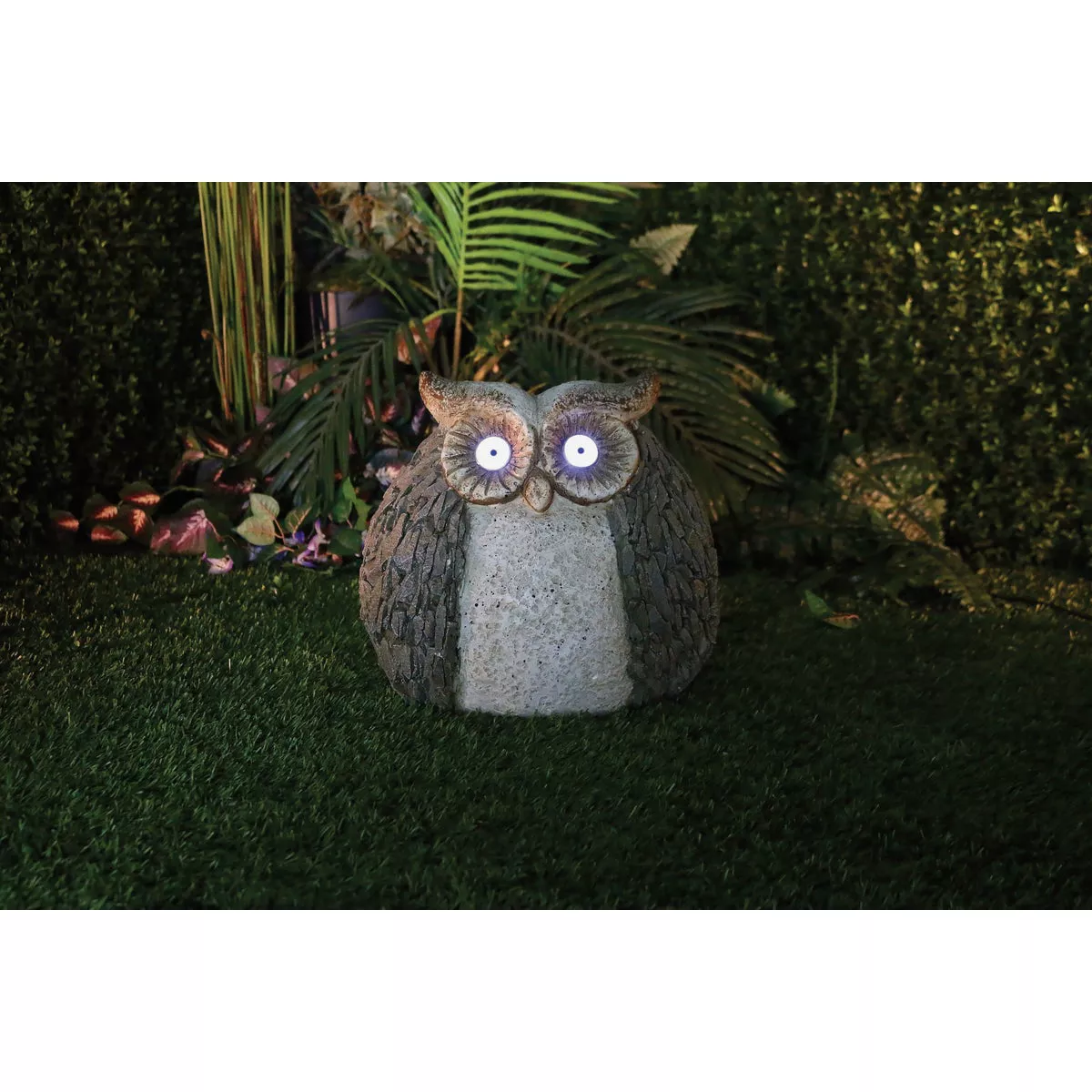 Alpine 13 In. H. Magnesia Owl Statue with Solar LED Eyes - photo 2