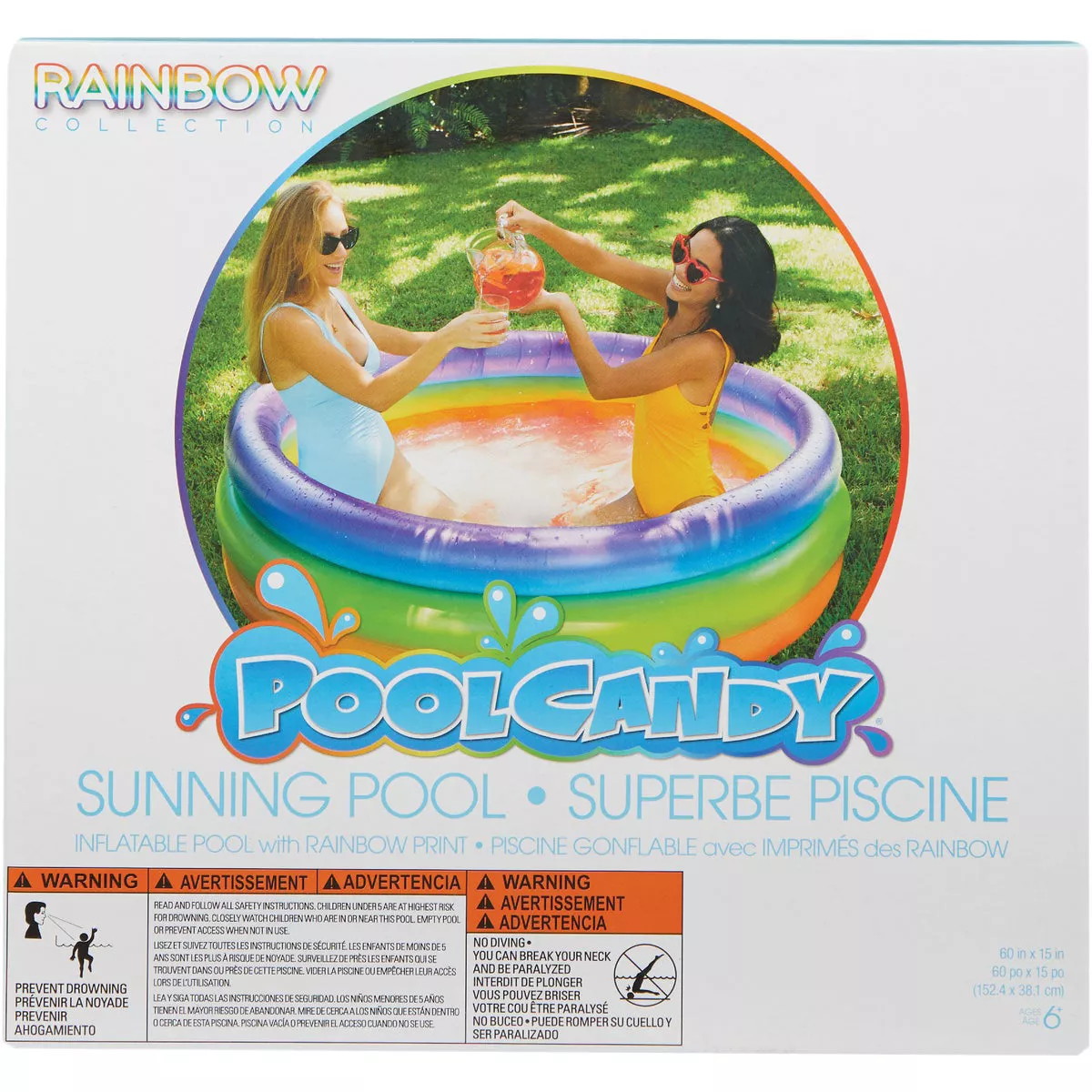 PoolCandy 15 In. D. x 60 In. Dia. Rainbow Haze Inflatable Sunning Pool - photo 2