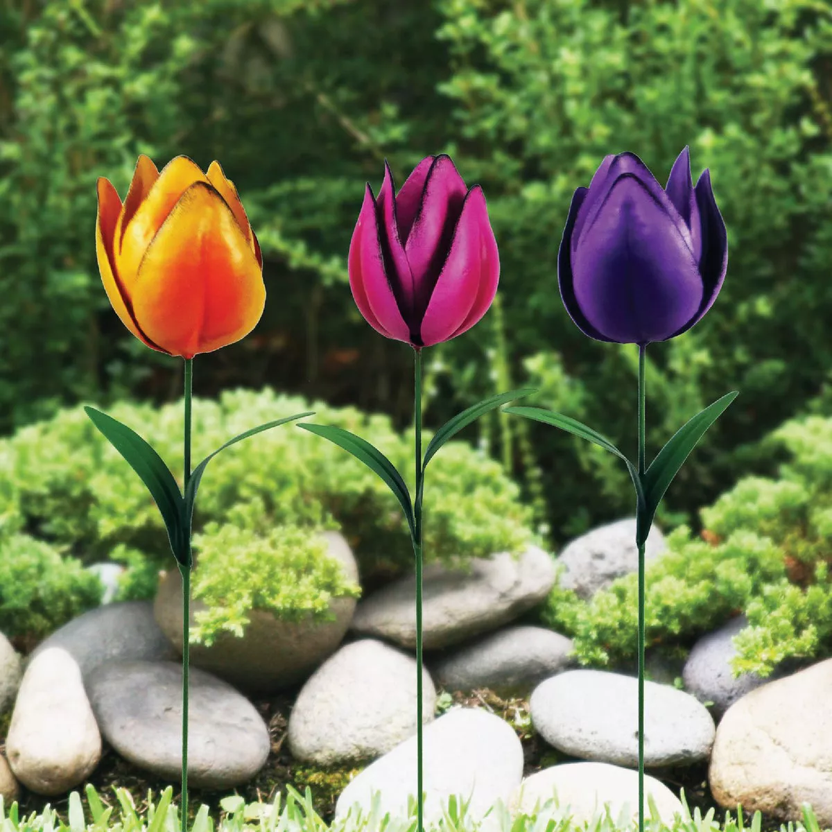Alpine 21 In. Metal Realistic Tulip Garden Stake Lawn Ornament - photo 3