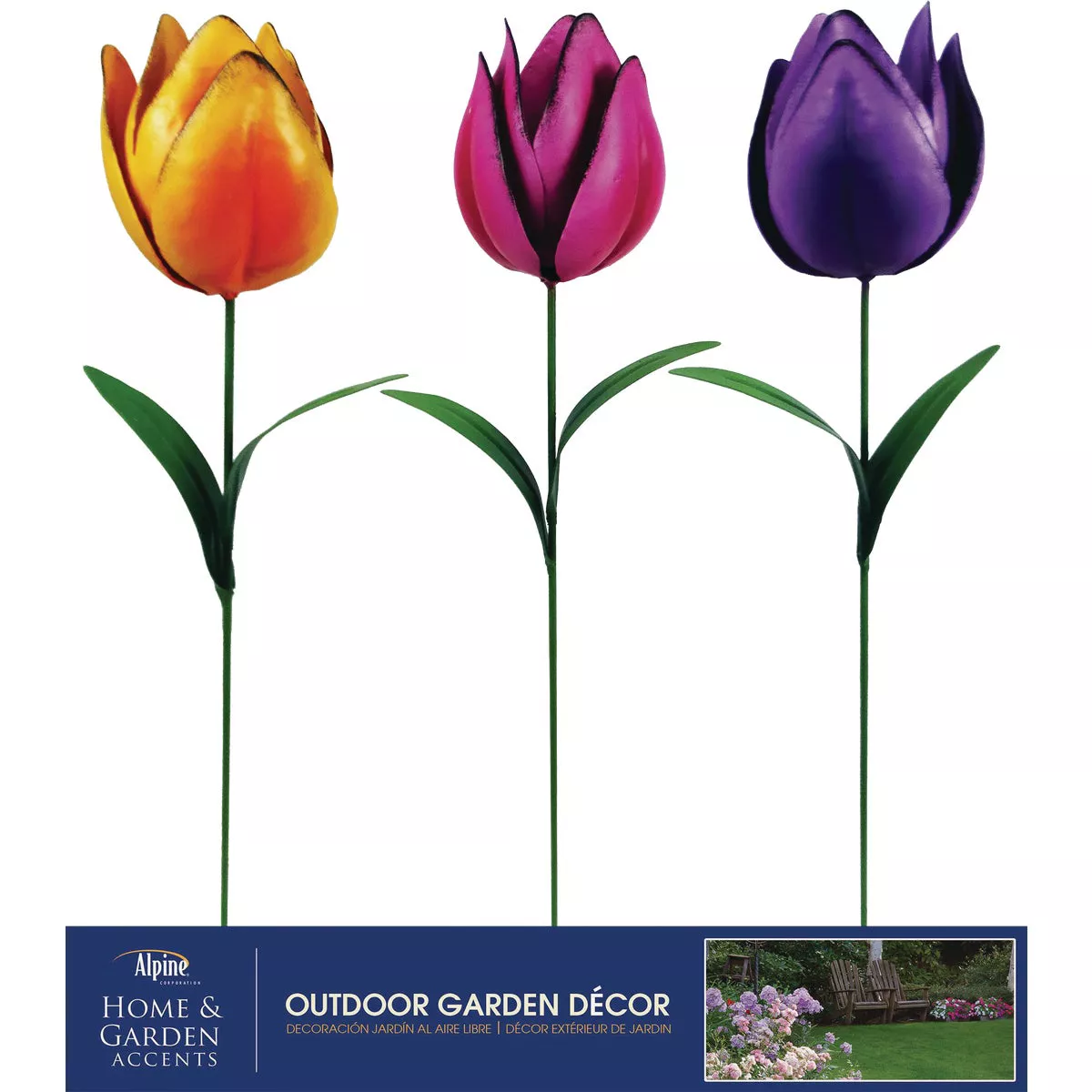 Alpine 21 In. Metal Realistic Tulip Garden Stake Lawn Ornament - photo 2