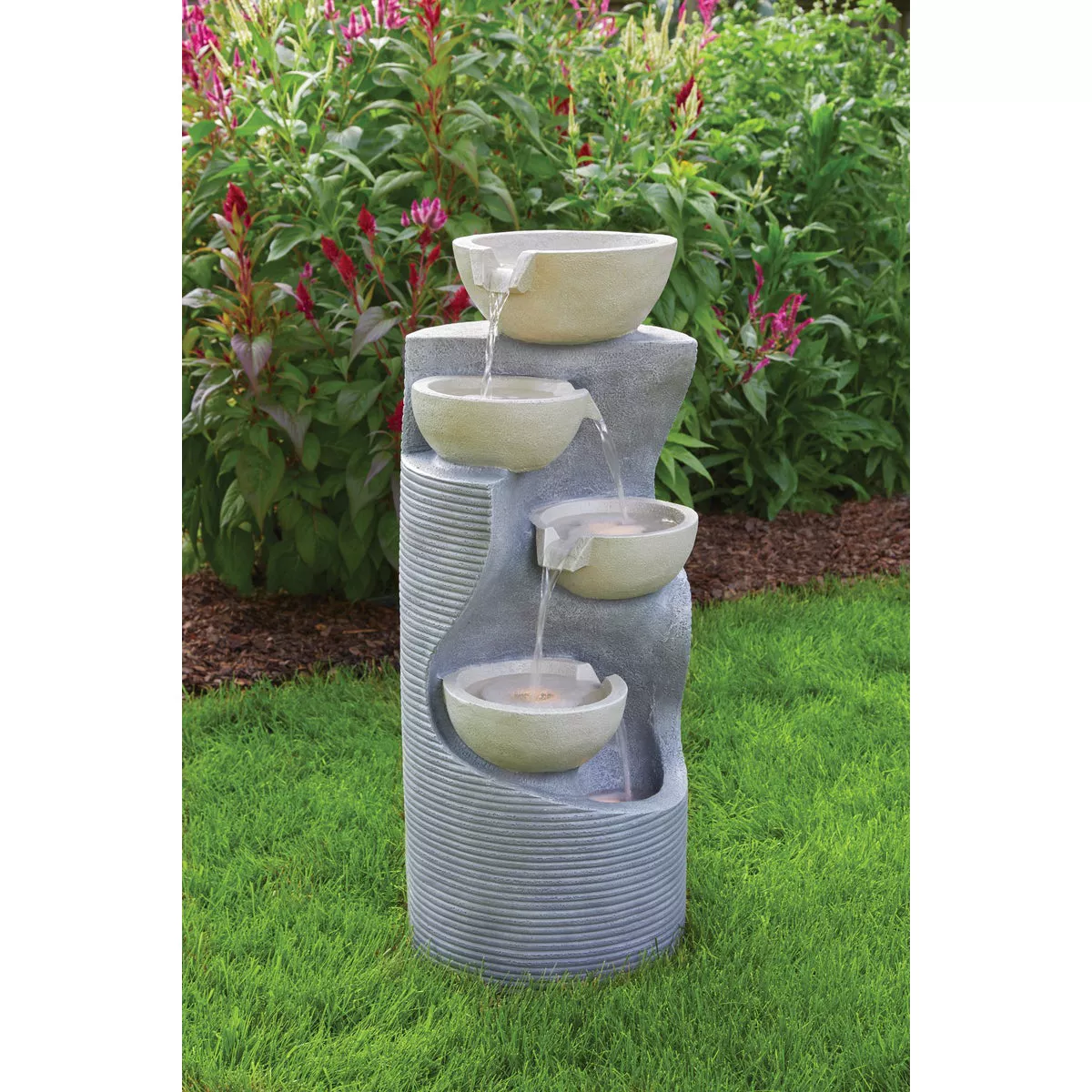 Best Garden 16 In. W. 35 In. H. x 16 In. L. Polyresin Bowl Fountain with LED - photo 4