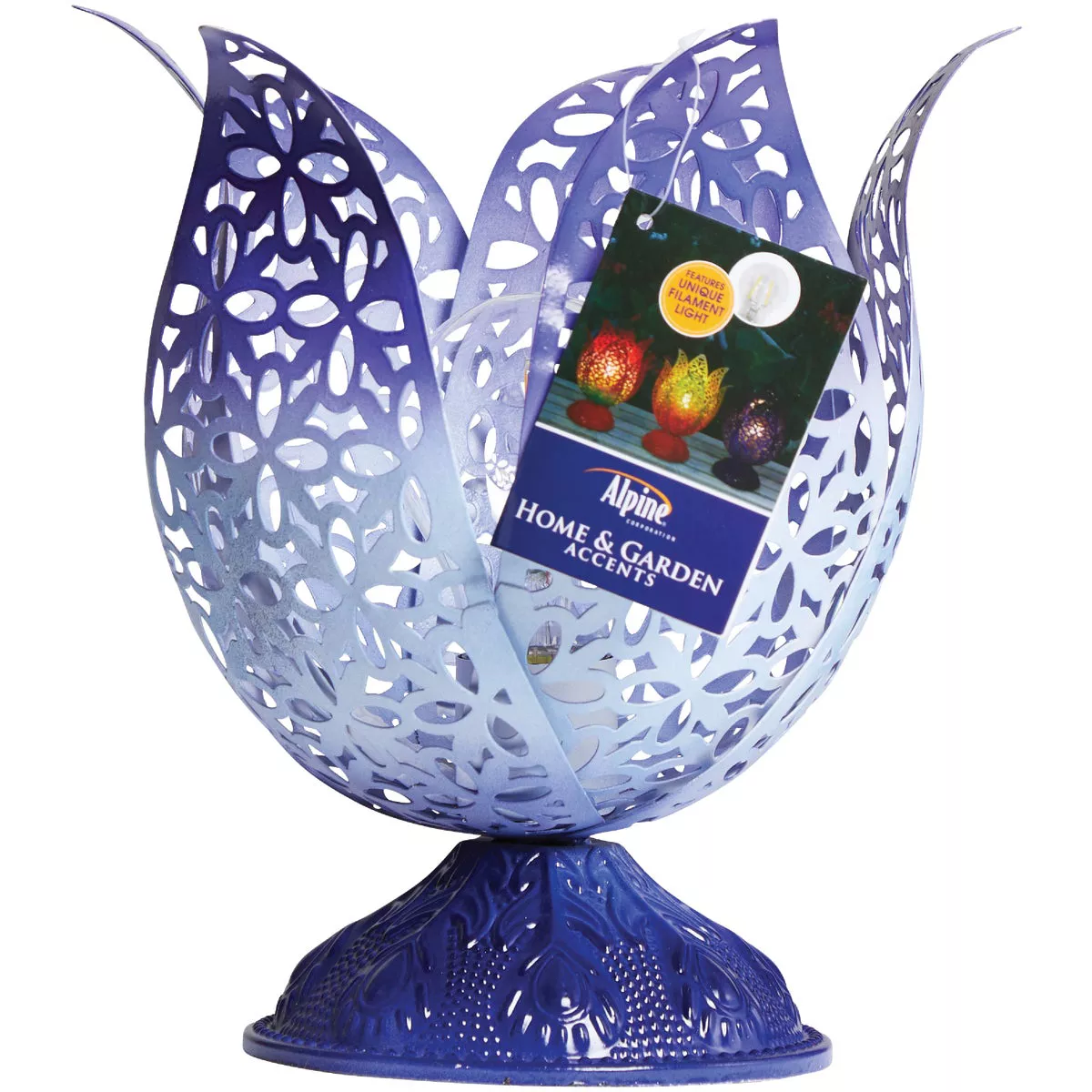 Alpine 7 In. W. x 9 In. H. x 7 In. L. Iron Mesh Flower Bud Tungsten Tabletop Lamp - photo 4