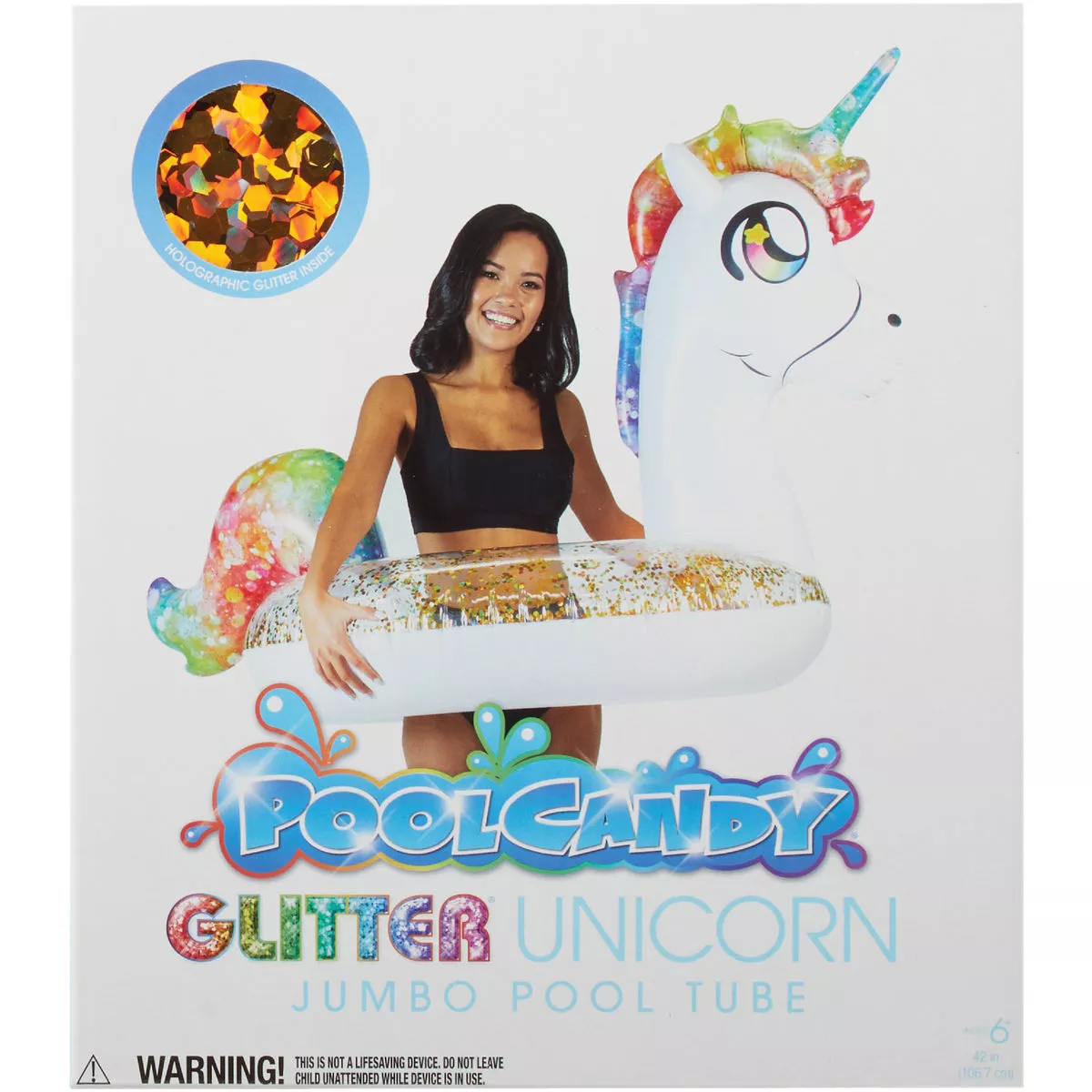 PoolCandy 42 In. Glitter Unicorn Inflatable Pool Tube Float - photo 2