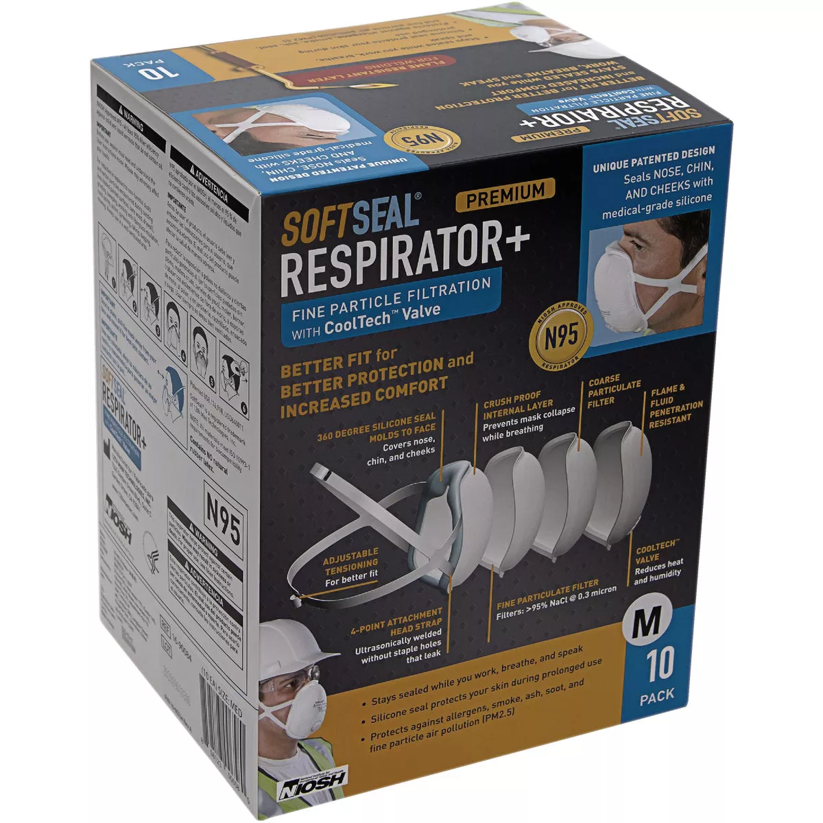 Soft Seal Medium 360-Degree Silicone Seal 3D Respirator With Valve (10-Pack) - photo 5