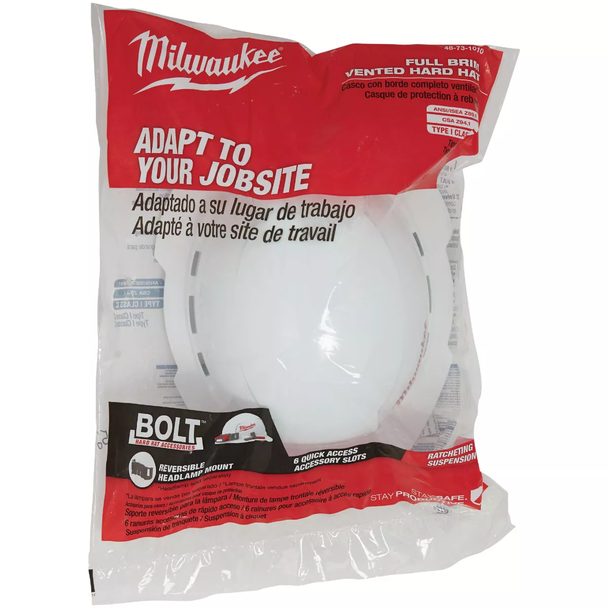 Milwaukee White Full Brim Vented Ratcheting Type 1 Class C Hard Hat - photo 2