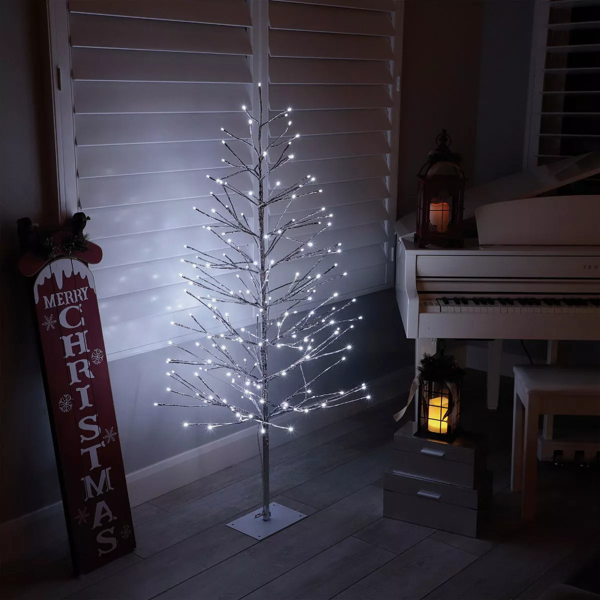 Alpine 60 In. Silver Christmas Tree with Cool White LED Lights - photo 2