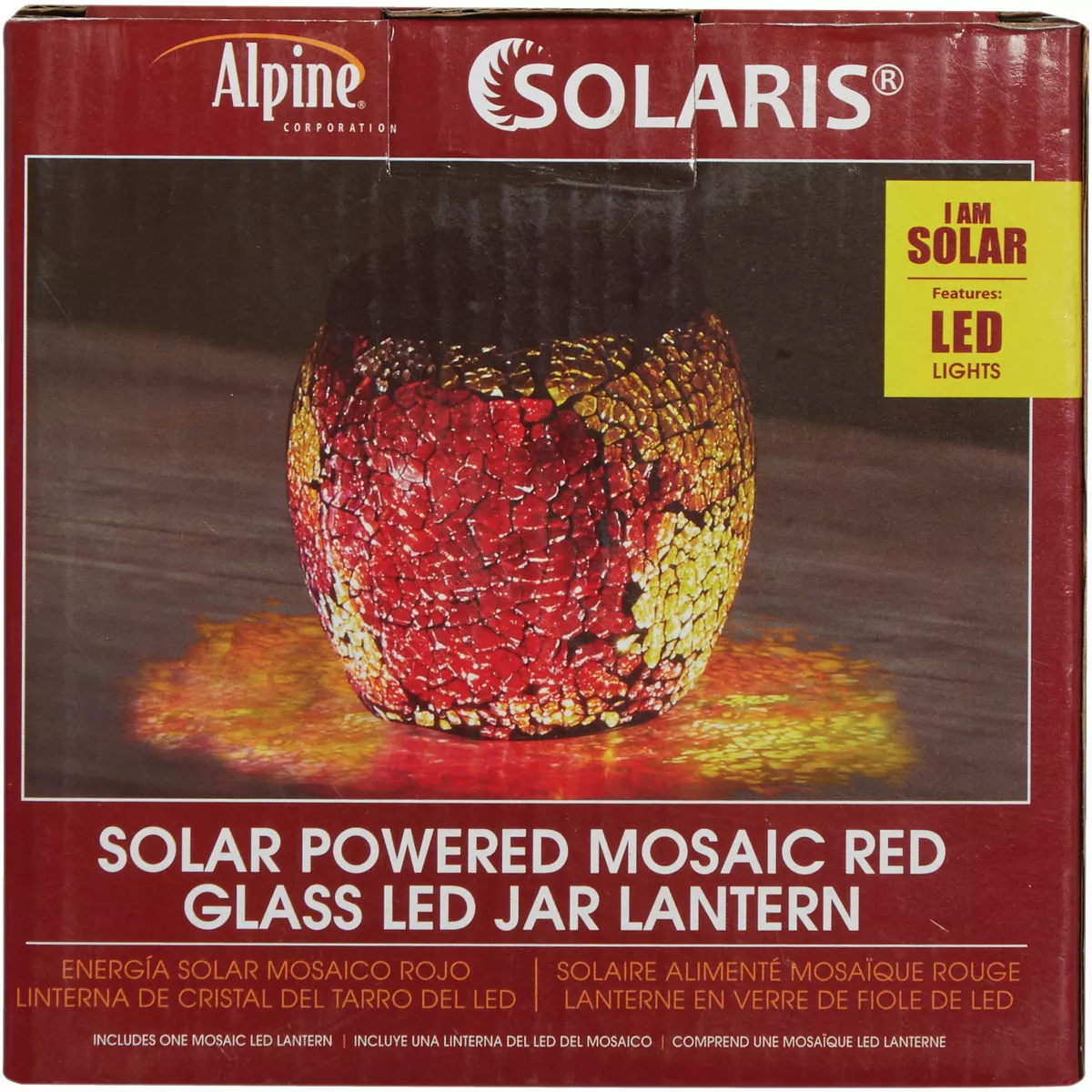 Alpine 5 In. W. x 5 In. H. x 5 In. L. Mosaic Glass Solar LED Patio Lantern - photo 3