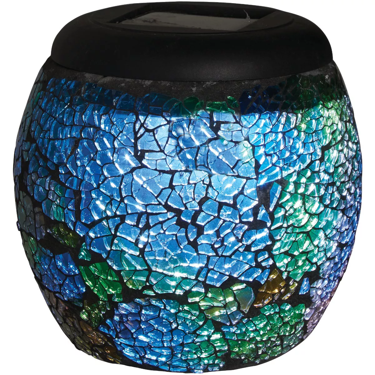 Alpine 5 In. W. x 5 In. H. x 5 In. L. Mosaic Glass Solar LED Patio Lantern - photo 5
