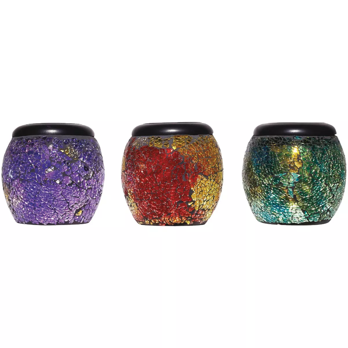 Alpine 5 In. W. x 5 In. H. x 5 In. L. Mosaic Glass Solar LED Patio Lantern - photo 7