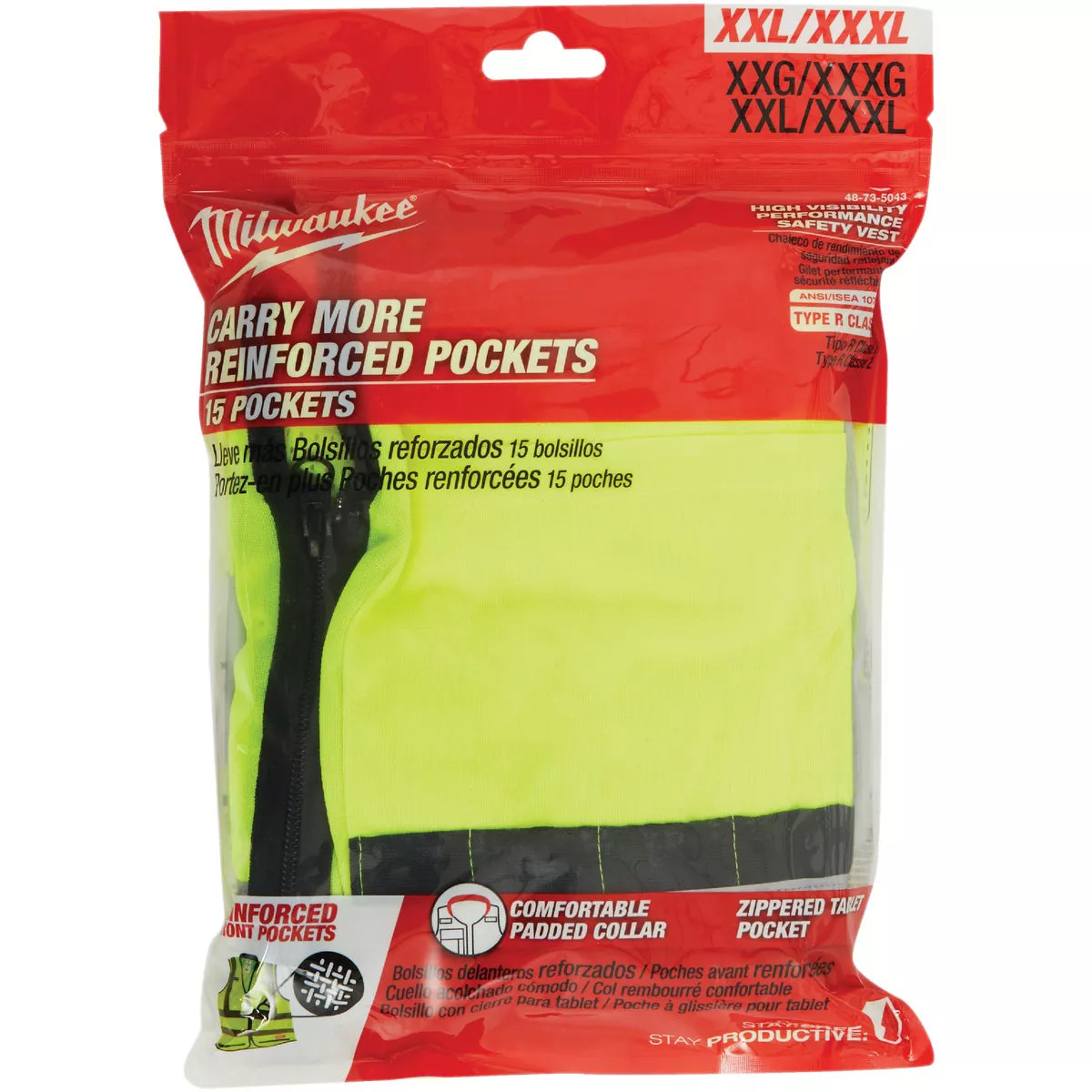 Milwaukee ANSI Class 2 Hi Vis Yellow Performance Safety Vest, 2XL/3XL - photo 2