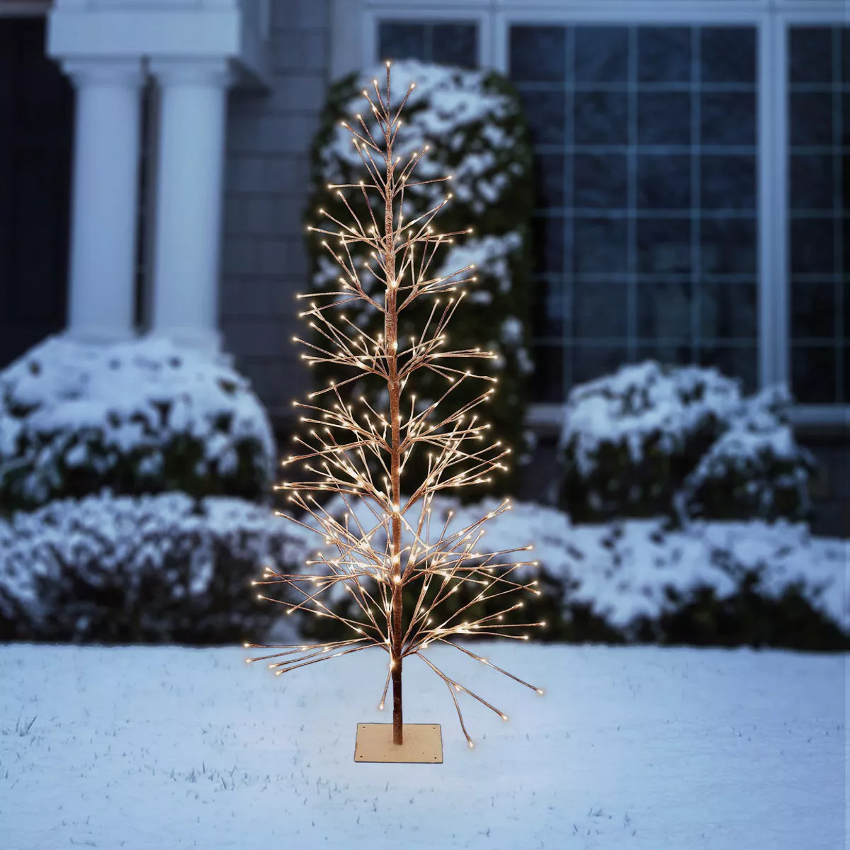 Alpine 71 In. Flocked Brown Christmas Tree with Warm White LED Lights - photo 2