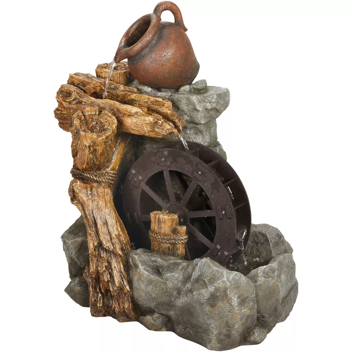 Best Garden 17 In. W. x 34 In. H. x 27 In. L. Resin Water Wheel Fountain - photo 2